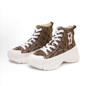 Mlb chunky high mono trendy retro comfortable high-top canvas shoes for men and women