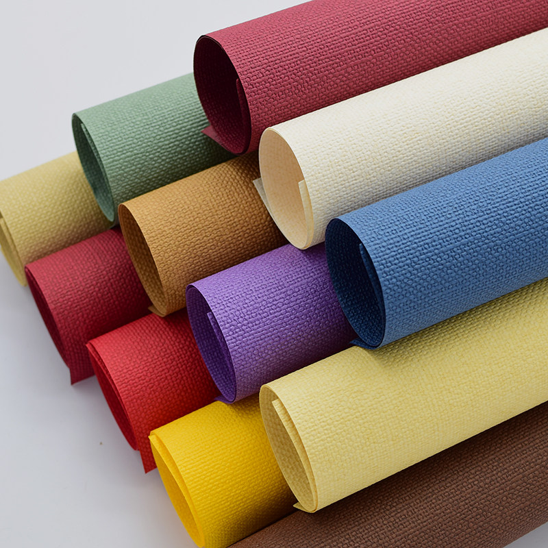 Full opening new vegetarian color retro patterned art paper New Year gift bag book leather linen fabric paper-Taobao