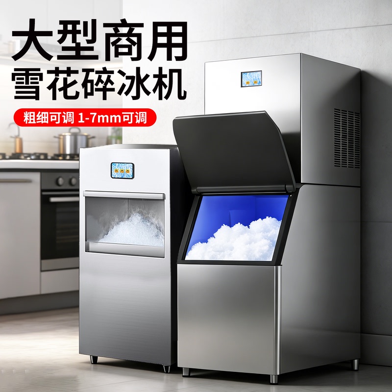 Commercial Snowflake Ice Machine, Integrated Ice Crushing and Large-Capacity Ice Making Equipment, Fully Automatic New Type of Ice Machine with Adjustable Thickness