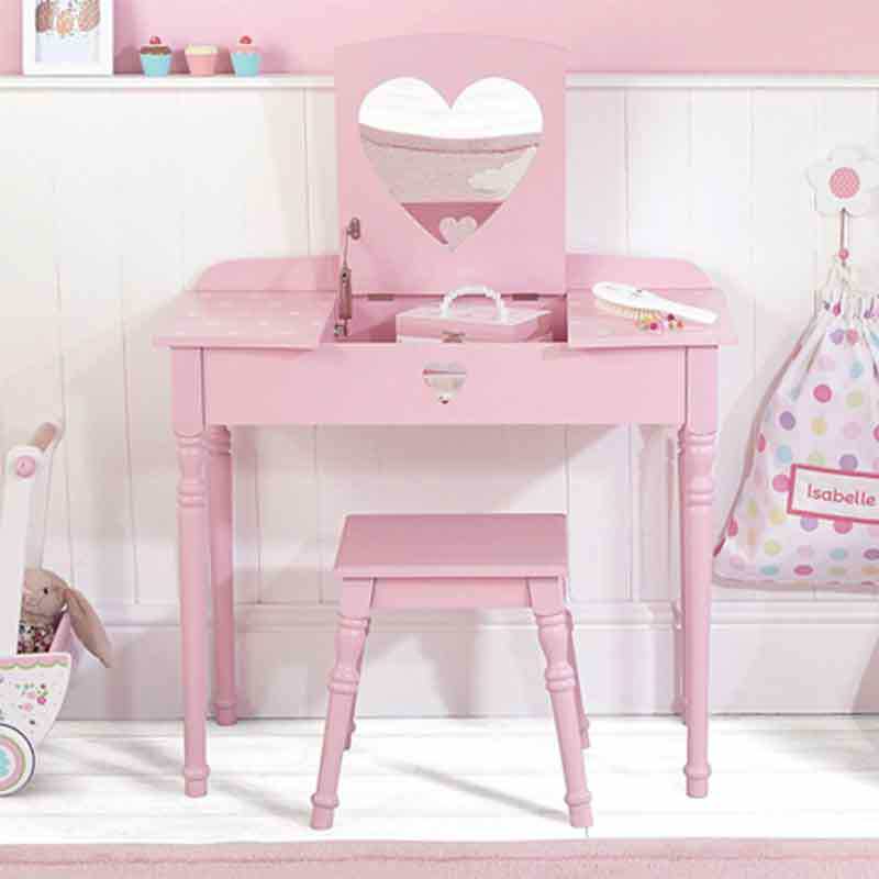 Children's dressing table flip girl princess pink girls dressing table small apartment bedroom mini desk wooden