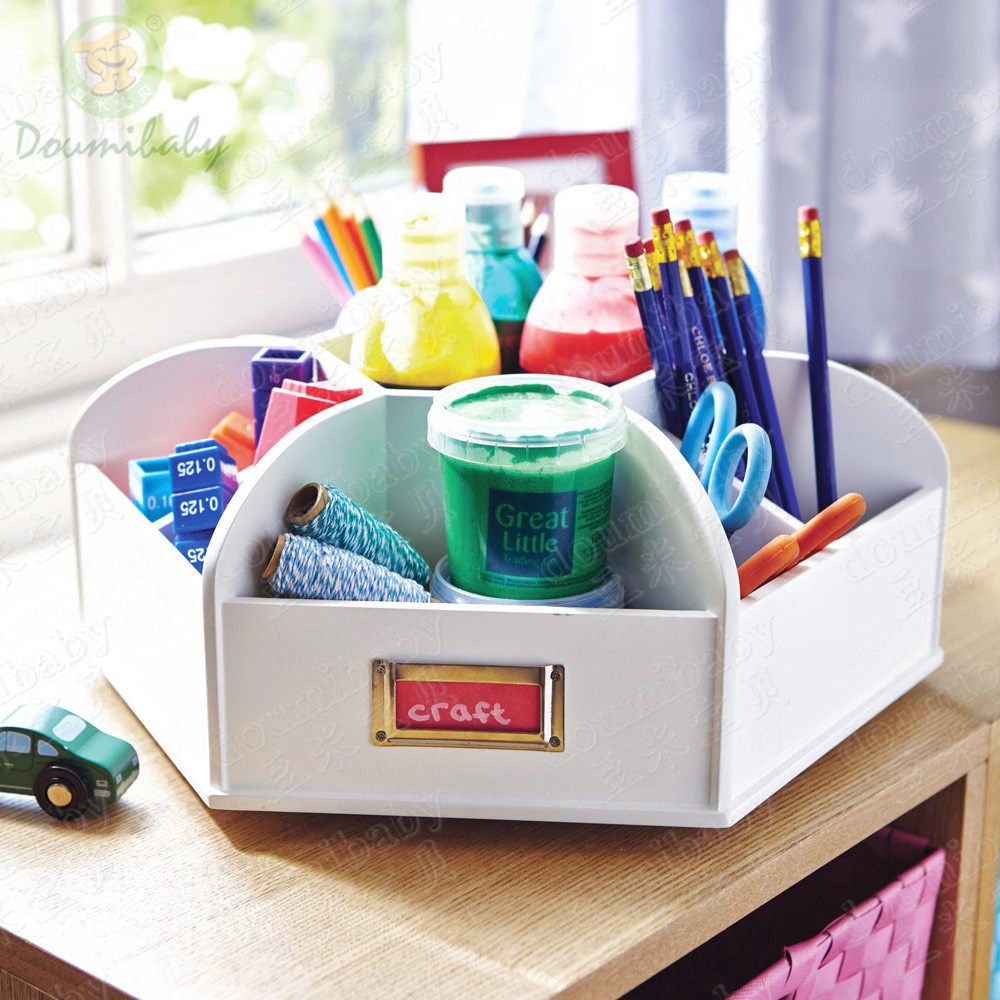 Bean rice baby children's room table hexagonal rotating desktop pen holder makeup brush storage box desktop storage artifact