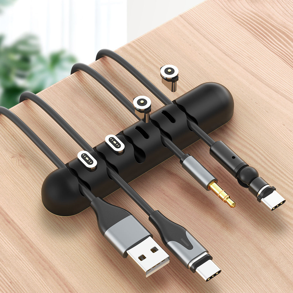 New multi-function desktop strong adhesive silicone mobile phone computer charging cable fixed cable organizer magnetic suction head receiver