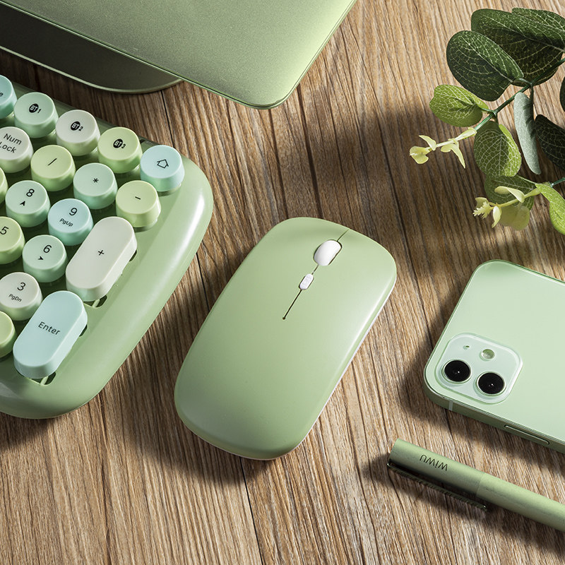 Wireless Slip Rat Mute Rechargeable Bluetooth Bluetooth Mouse Girl applies Apple Lenovo Huawei Microsoft's Shuo Dell HP Laptop Computer Office Slip Rat Cute Battery Dual-mode Slip Mouse