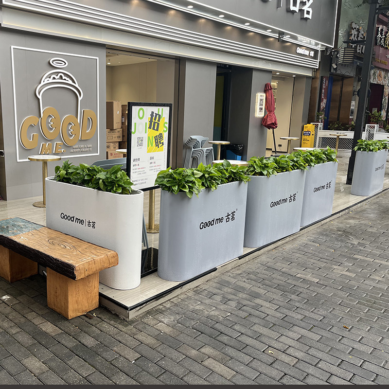 Outdoor rust-proof iron flower bed outdoor green plant gardening large flower box planting flower trough commercial street partition flower box