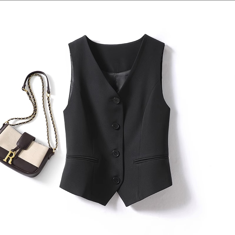 Suit Vest for Women, Small Vest, 2024 Spring and Autumn New Style, Slim Fit, Layered Wear, Women's Waistcoat, Black Short Vest