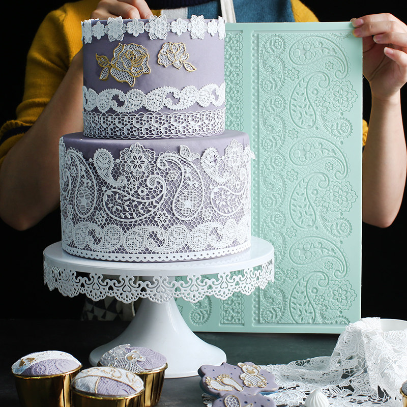 Lace Silicone Mold Fondant Cake Beeswax Raw Material Lace Surrounding Decoration Candle Decoration Mold Lace Cake