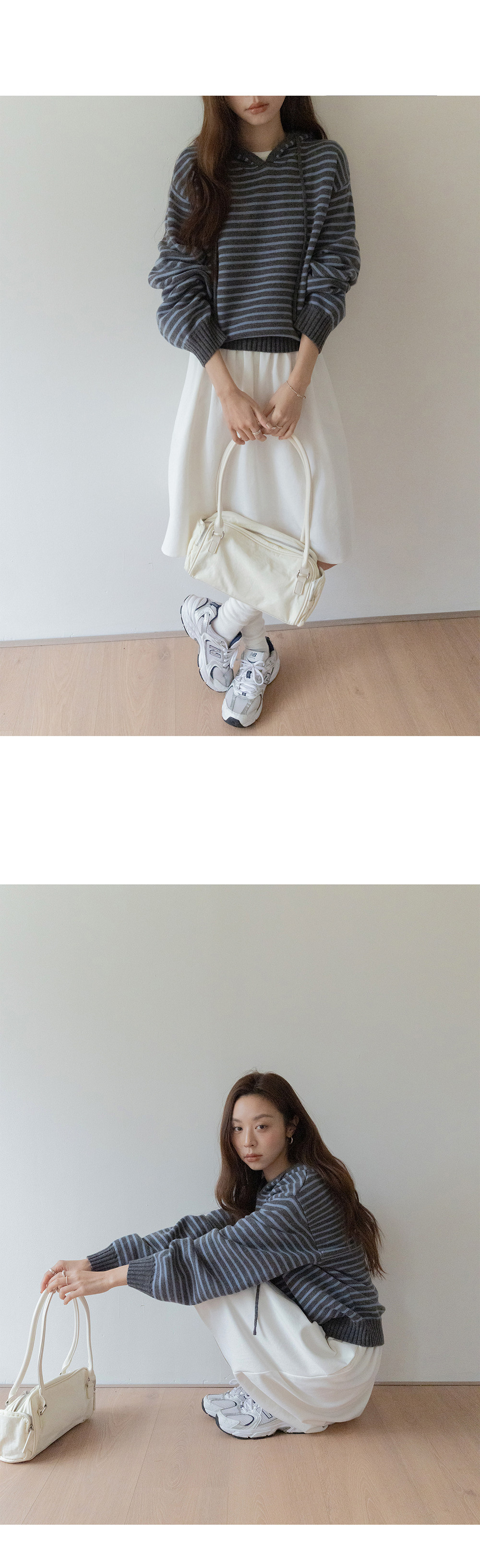 VNOOK женский свитер с капюшоном свободного кроя из шерсти в полоску универсальный весенний