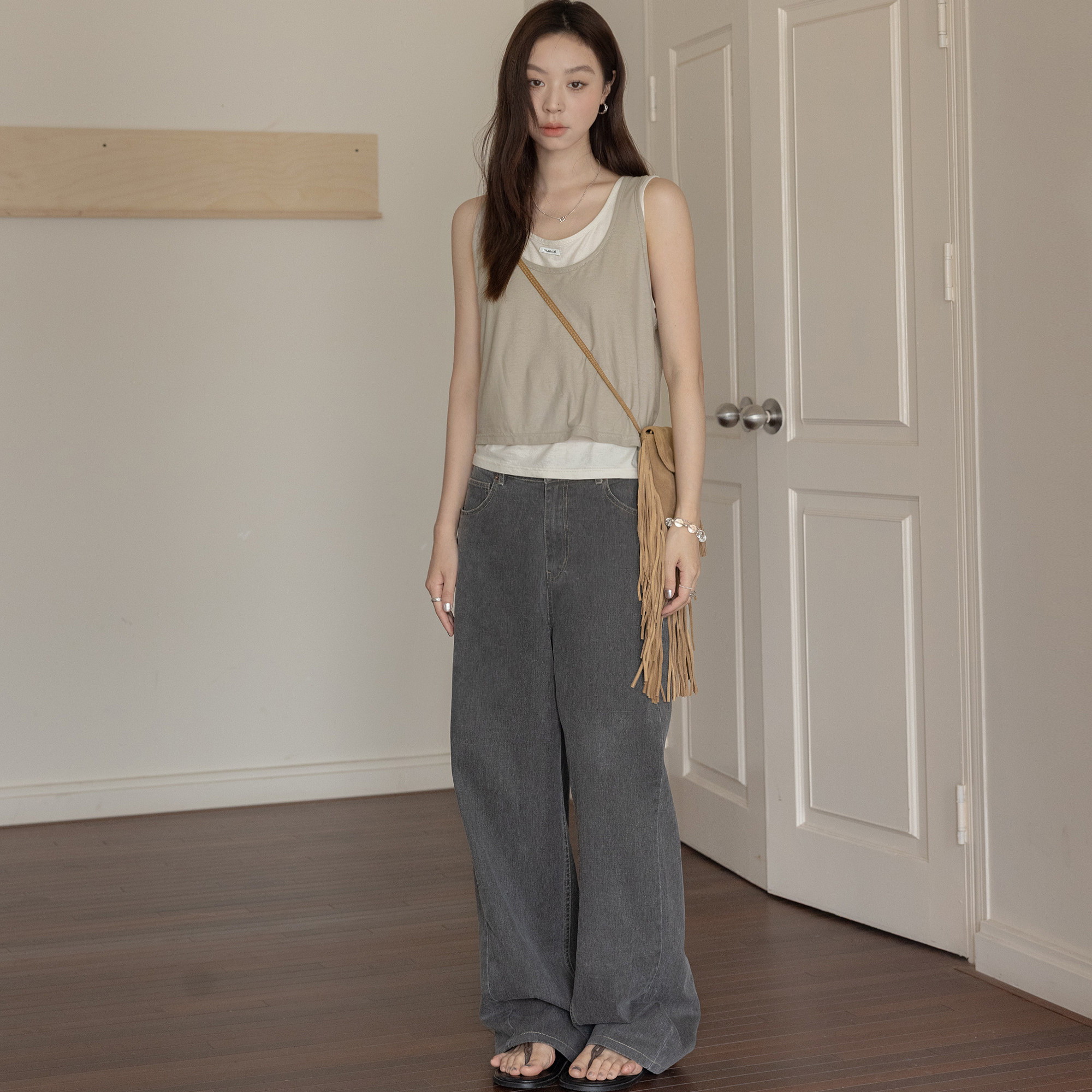 VNOOK женская майка на бретельях с U-образным вырезом и контрастной отделкой, легкая тонкая безрукавная футболка, комплект из двух предметов для летнего сезона