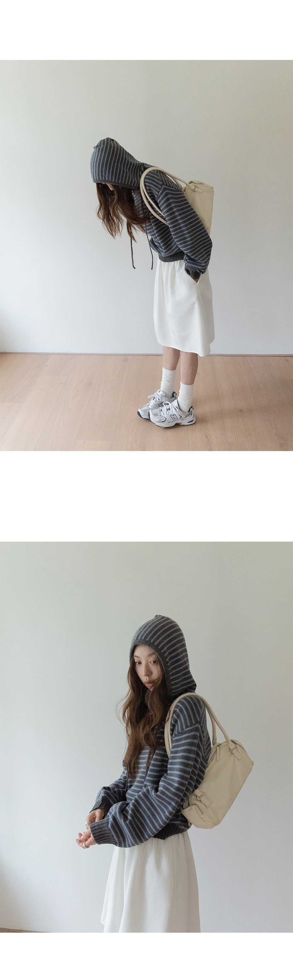 VNOOK женский свитер с капюшоном свободного кроя из шерсти в полоску универсальный весенний