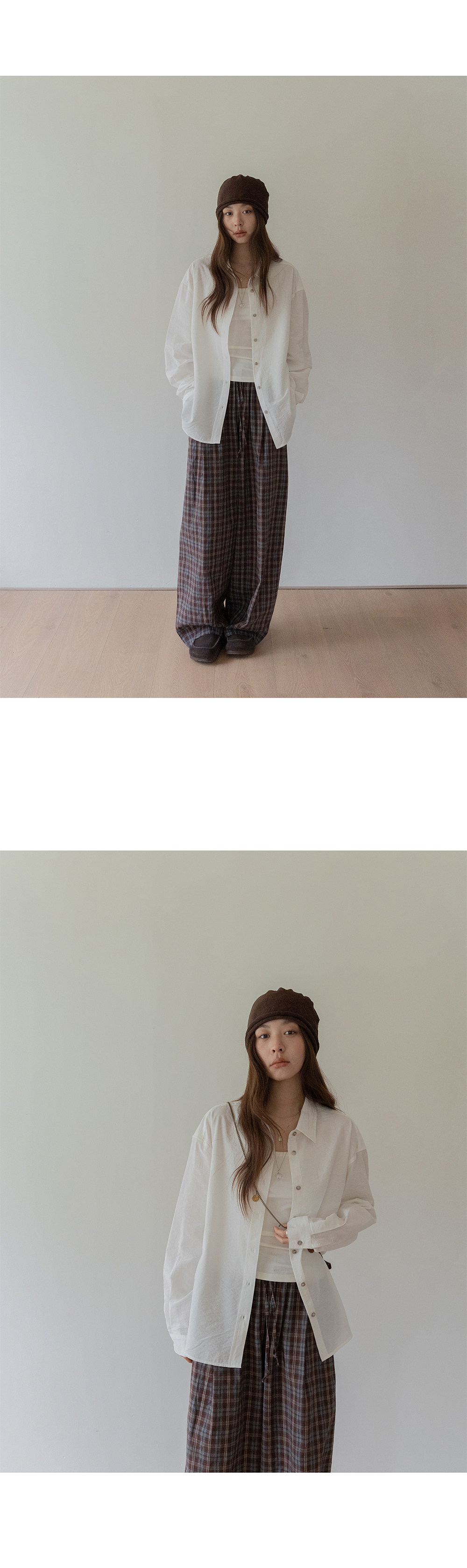 VNOOK женские широкие брюки из хлопка в клетку с эластичным поясом, весна 2026