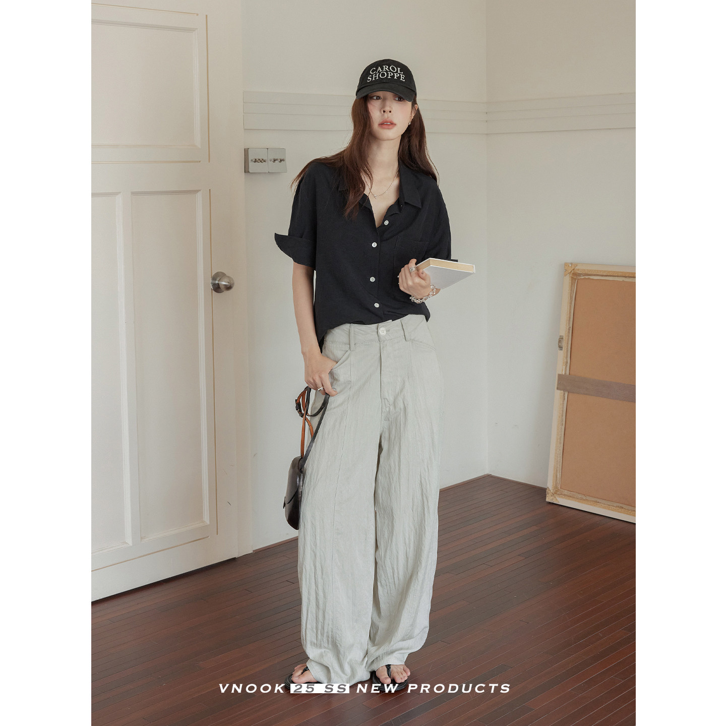 VNOOK женские широкие брюки из тенсела с драпировкой, легкие в стиле casual 2025, летние свободные длинные брюки с заниженной талией