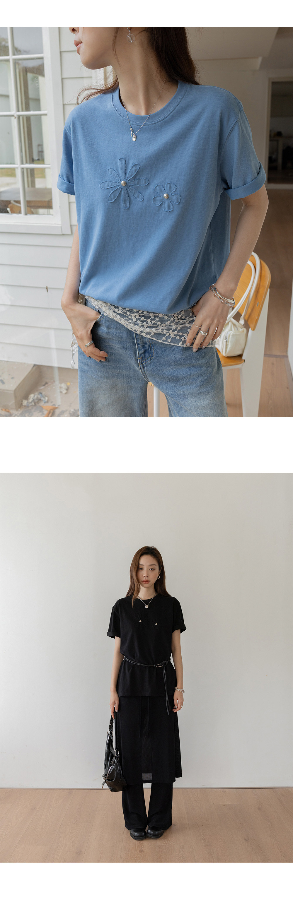 VNOOK женская футболка с круглым вырезом и аппликацией с вышивкой, новинка весна-лето 2026, трикотажная хлопковая свободная повседневная однотонная блузка с коротким рукавом