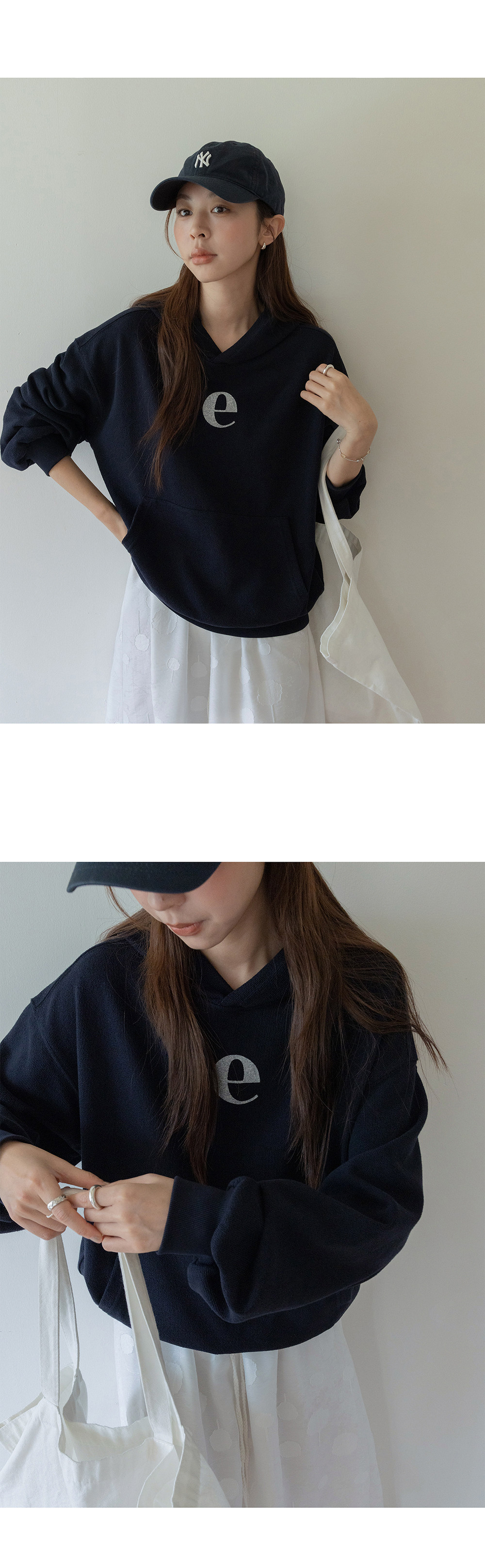 VNOOK вязаное хлопковое худи с принтом свободного кроя женское весна 2026 повседневная универсальная кофта