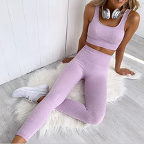 Solid Color Yoga Vest High-Play Fitness Pants Two-Piece Set Women Leggings