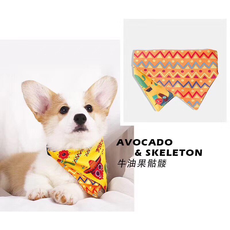 Duner Mom's FuHsi pet double-sided saliva towel dog cat triangle scarf with self-adhesive tape