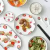 Net red ins dish set Strawberry tableware Household Nordic ceramic chopsticks Soup bowl plate Eating bowl single