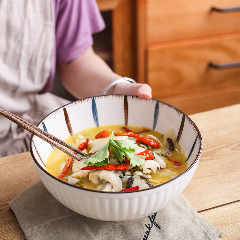 Japanese large creative student instant noodle wrist ramen bowl ceramic bowl soup bowl rice porridge bowl filled noodle bowl beef noodle soup bowl