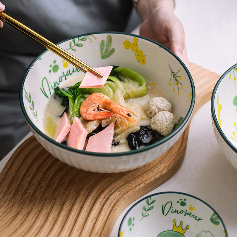 Japanese-style cute ceramic bowl ramen bowl tableware set to eat noodles large bowl household noodle bowls rice bowl soup bowl large
