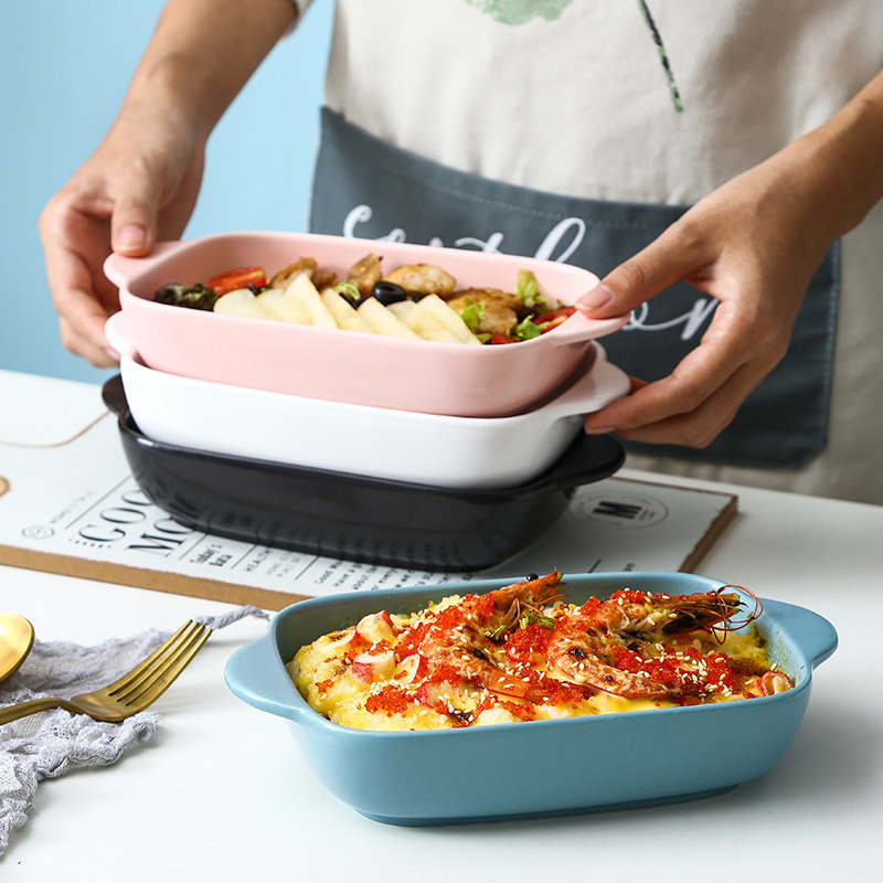 Nordic Baking Pan Ceramic Baking Oven Baking Meal Pan Creative Baking Bowl Western Dining Tray Plate Home Microwave Oven Special
