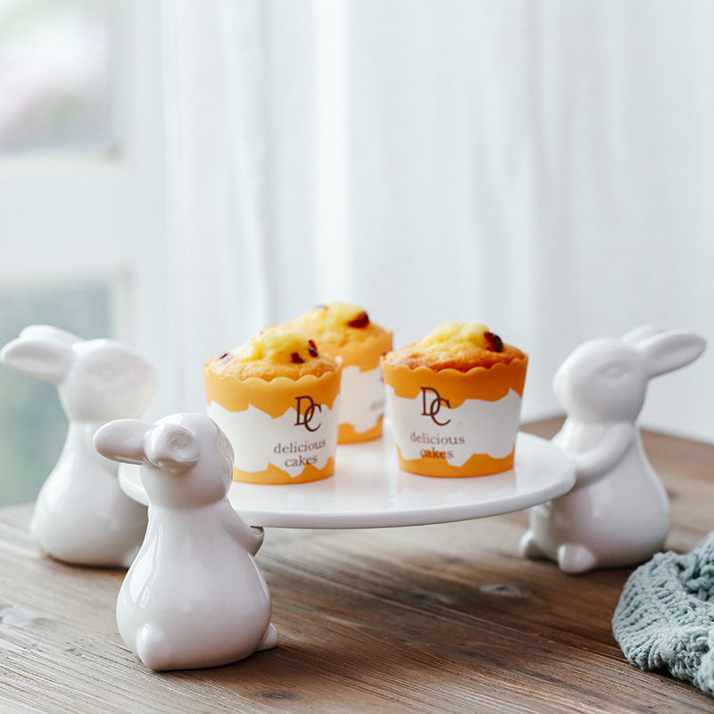 Export Italian cute bunny dessert ceramic fruit plate creative home afternoon tea snack plate cake tray