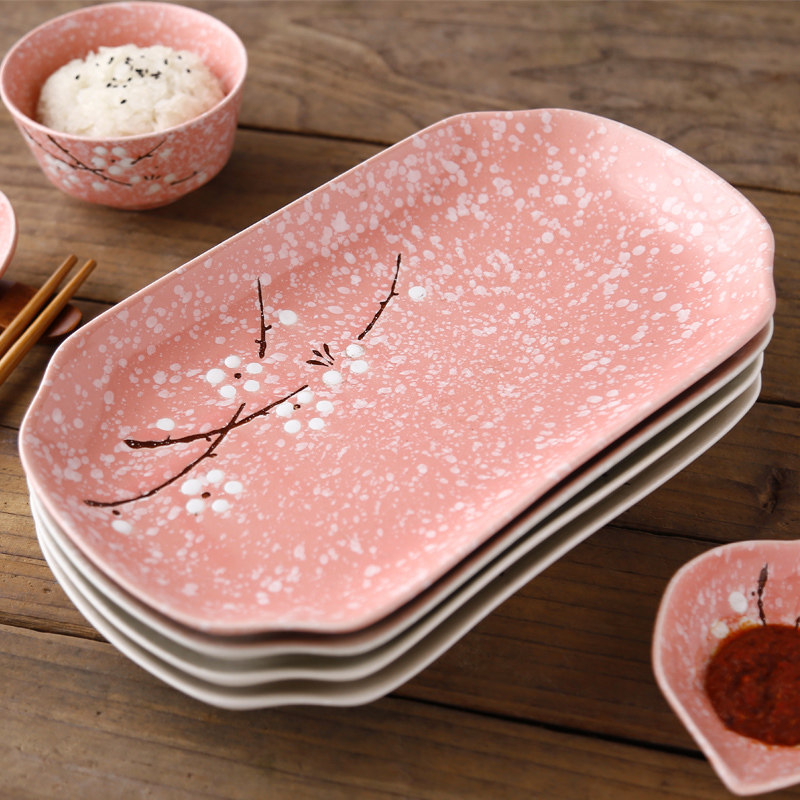 Fish dishes Home Steamed Fish Pan Ceramic Grilled Fish Pan Large oval disc rectangular tray 12 inch fish dishes Fish Dishes