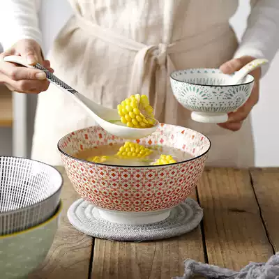 Japanese style and Style 8 inch Ramen Bowl bowl big bubble noodle bowl creative Japanese ceramic bowl big soup bowl home