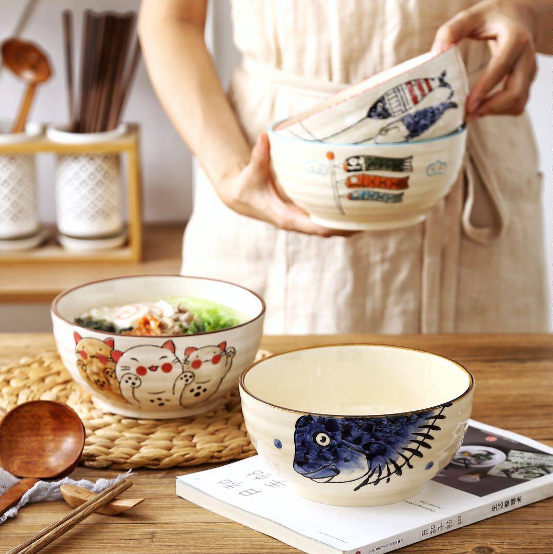 Japanese style and wind ceramic bowl home big bowl with instant noodle bowl hand-painted noodle soup bowl Ajisen Ramen Commercial Noodle Pavilion Bowl