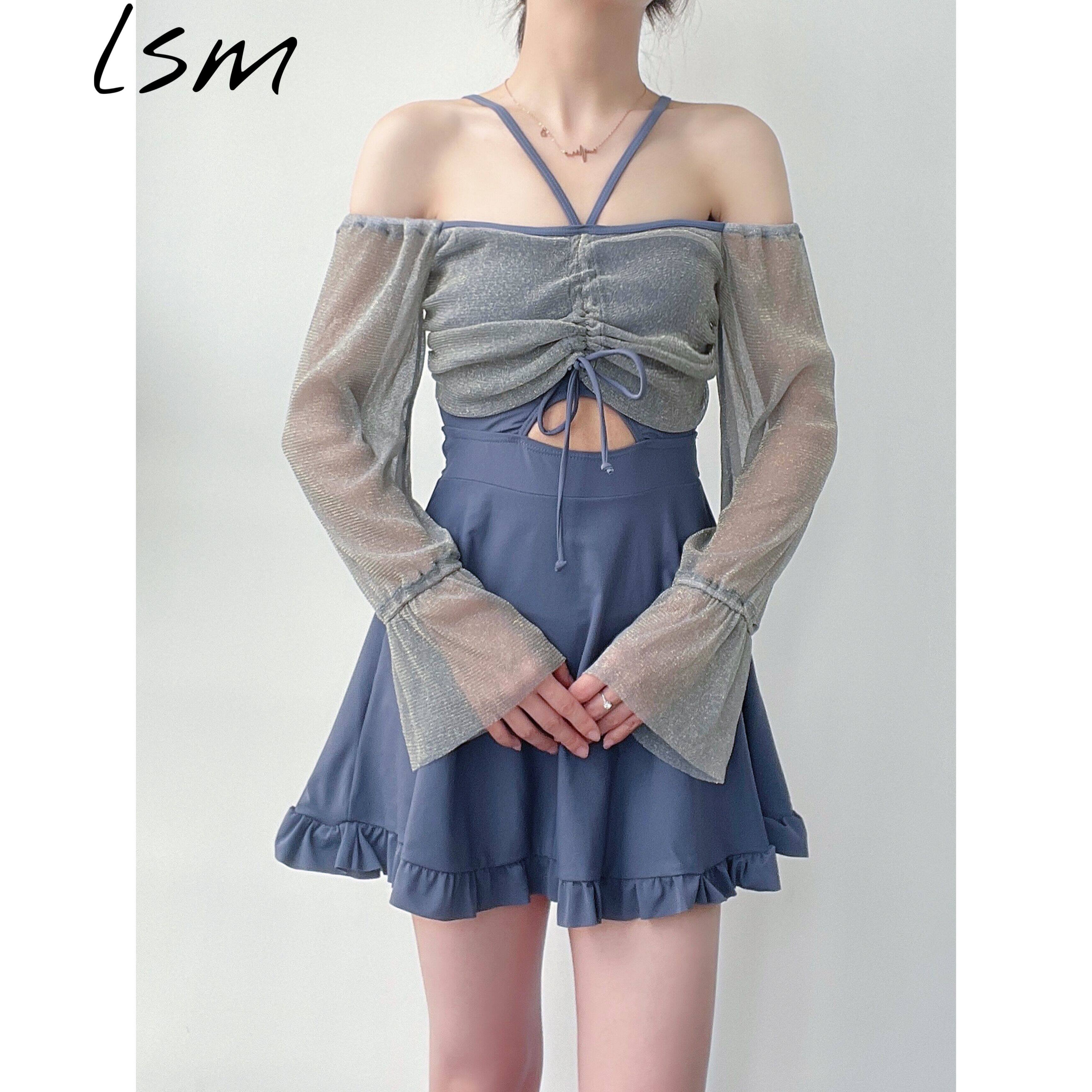 2021 new one-piece dress swimsuit woman covered with slim sun protection Long sleeves Andromeda slim fit slim fit swimsuit