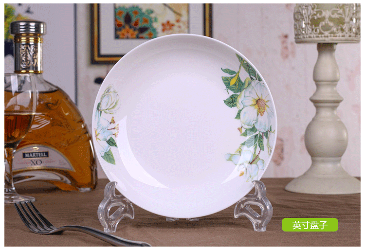 10 đĩa gốm Jingdezhen đĩa cơm tối Bộ đồ ăn sáng tạo món ăn đặt lò vi sóng gia đình bộ bát đĩa đẹp