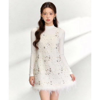 High-End Unique and Beautiful Dress, White Sequined Tank Dress, Elegant and Exquisite for Formal Occasions in Spring 2026