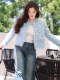 2025 New Trendy Blue Round-Neck Tweed Jacket for Women, Popular This Year, with a Light Luxury and High-End Feel