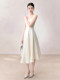 Elegant Sleeveless Suspender Dress 2026 Summer Waist-Cinching Slimming White Mid-Length Dress with a High-End French Minimalist Style