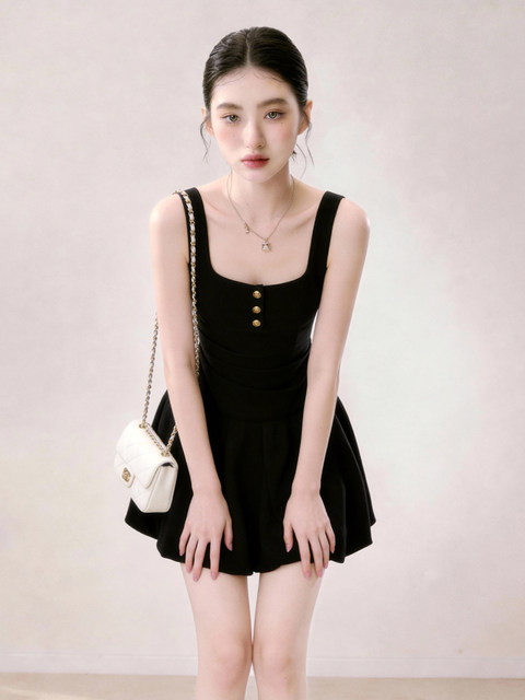 Super Stylish and Stunning Dress, Black Sleeveless, Waist-Cinching, Slim-Fit, Perfect for Petite Figures, Very Attractive Dress for Summer 2026