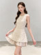 Elegant Sleeveless Dress 2026 Summer Waist-Cinching Slimming High-End Design Apricot-Colored Short Dress for Dates and Parties