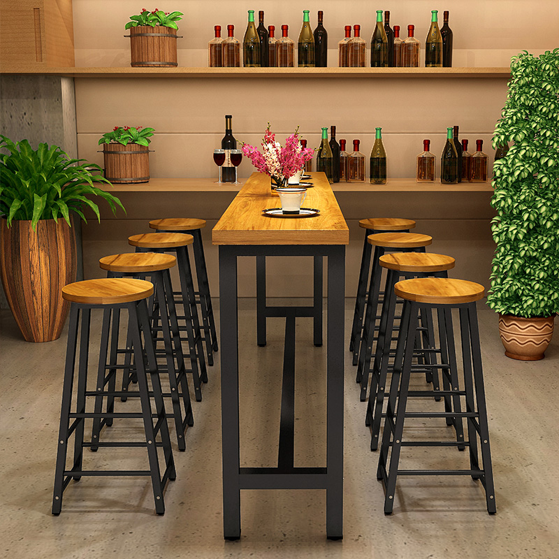 Nordic solid wood bar table and chair University of Political Science and Law natural wind hand refining blood combination Wrought iron household long table bar