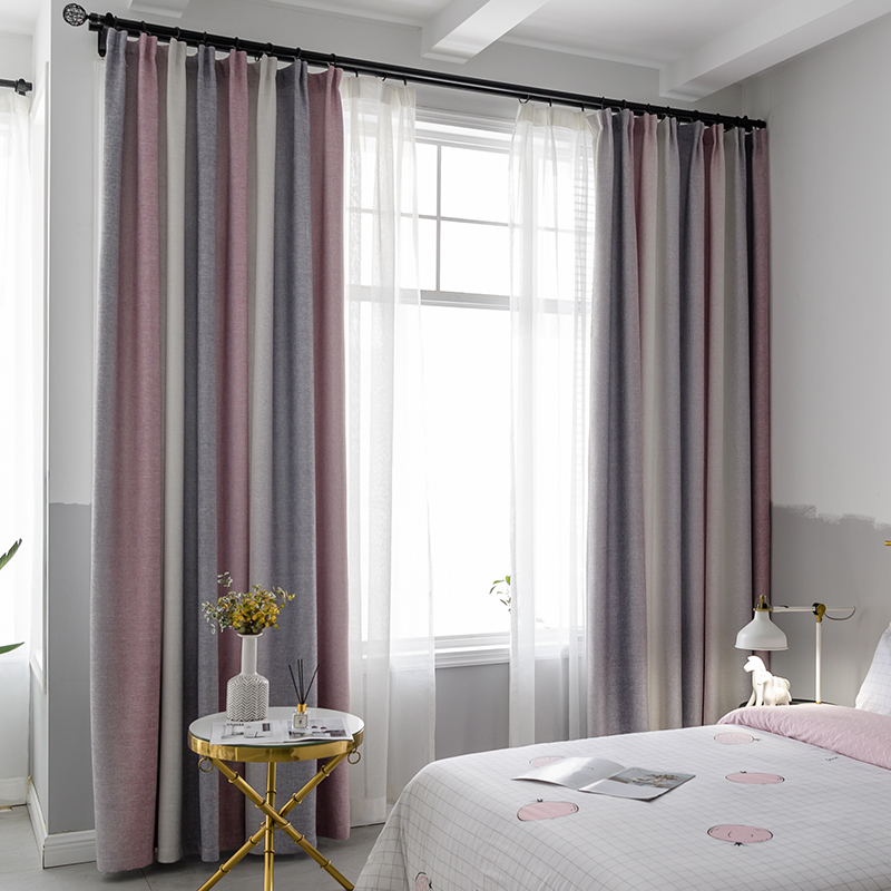 Minimalist modern curtains shading Nordic asymptotic colour cotton linen upscale atmospheric bedroom living room thermal insulation 2020 new cloth