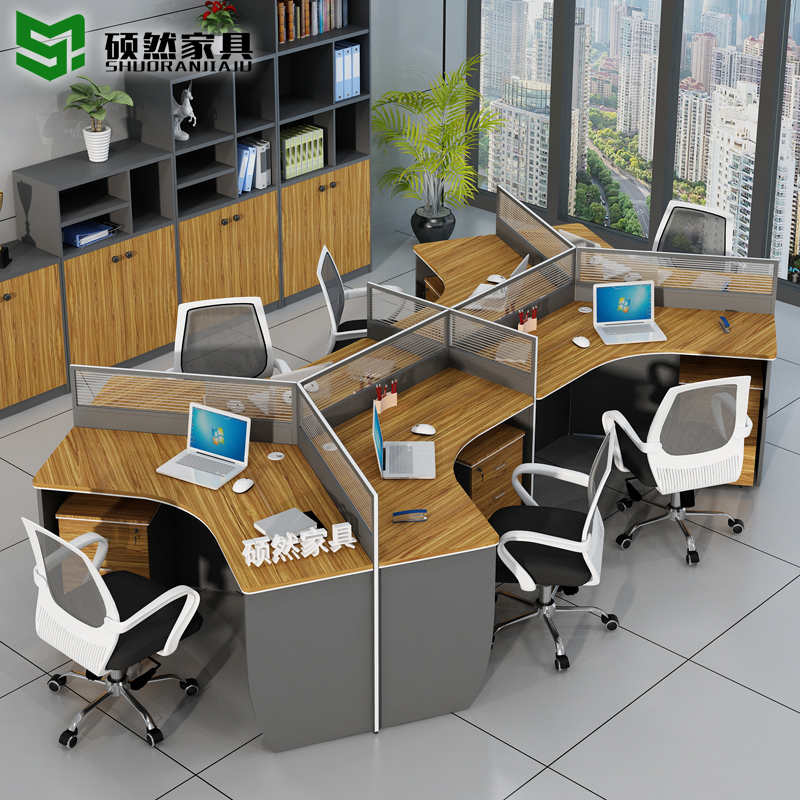 Staff desk simple modern staff Table 2 3 4 6 people screen card holder office furniture table and chair combination