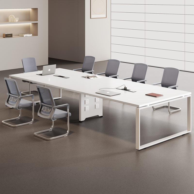 Office Conference Table and Chair Combination, Simple and Modern, Small Conference Room Long Table, Training and Negotiation Table, White Workbench