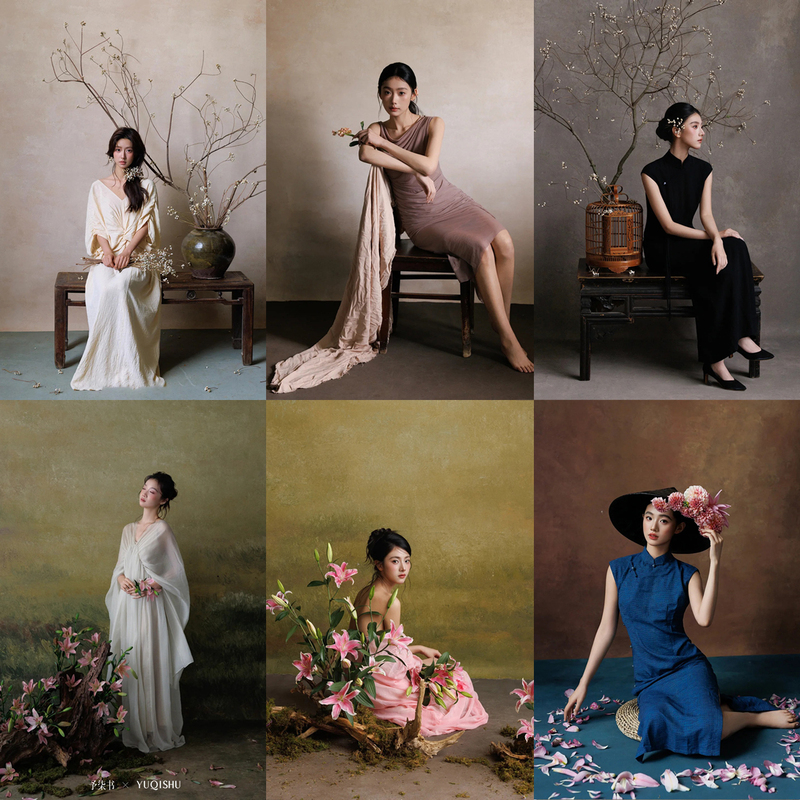 Yuqi Book Series Cool and Zen-Inspired Girl Photo Background New Chinese Style National Trend Wabi-Sabi Texture Background Cloth