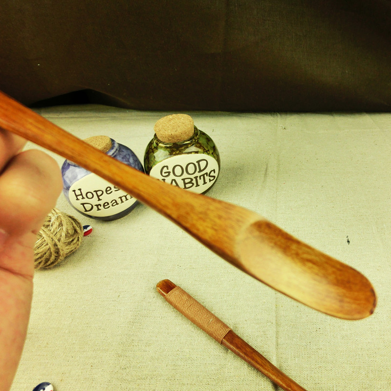 ZAKKA tableware wood spoon Japanese natural wood coffee spoon long - handle stir wood spoon creative