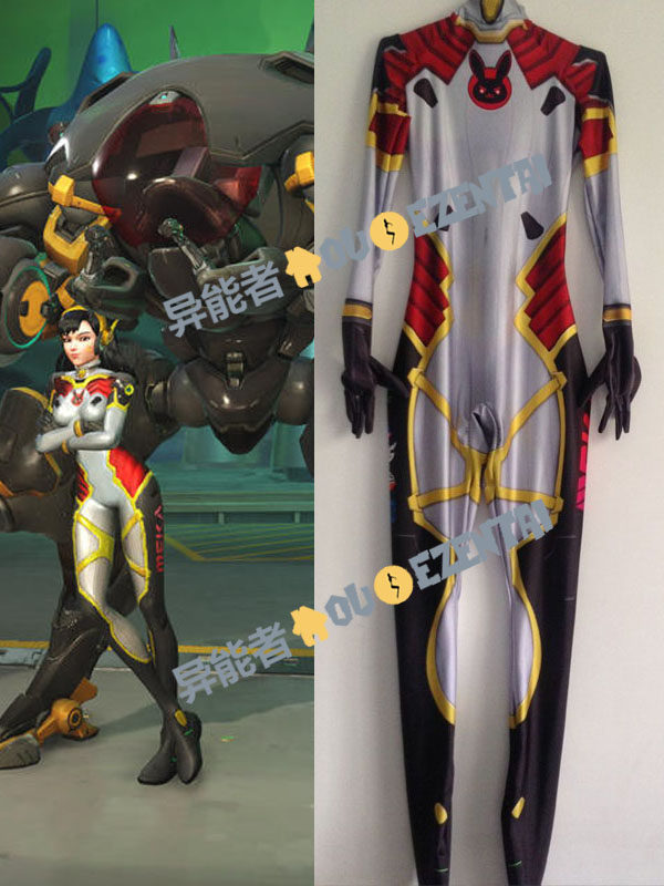Overwatch dva black rabbit skin Zentai tights d va cosplay songhana battle driving suit