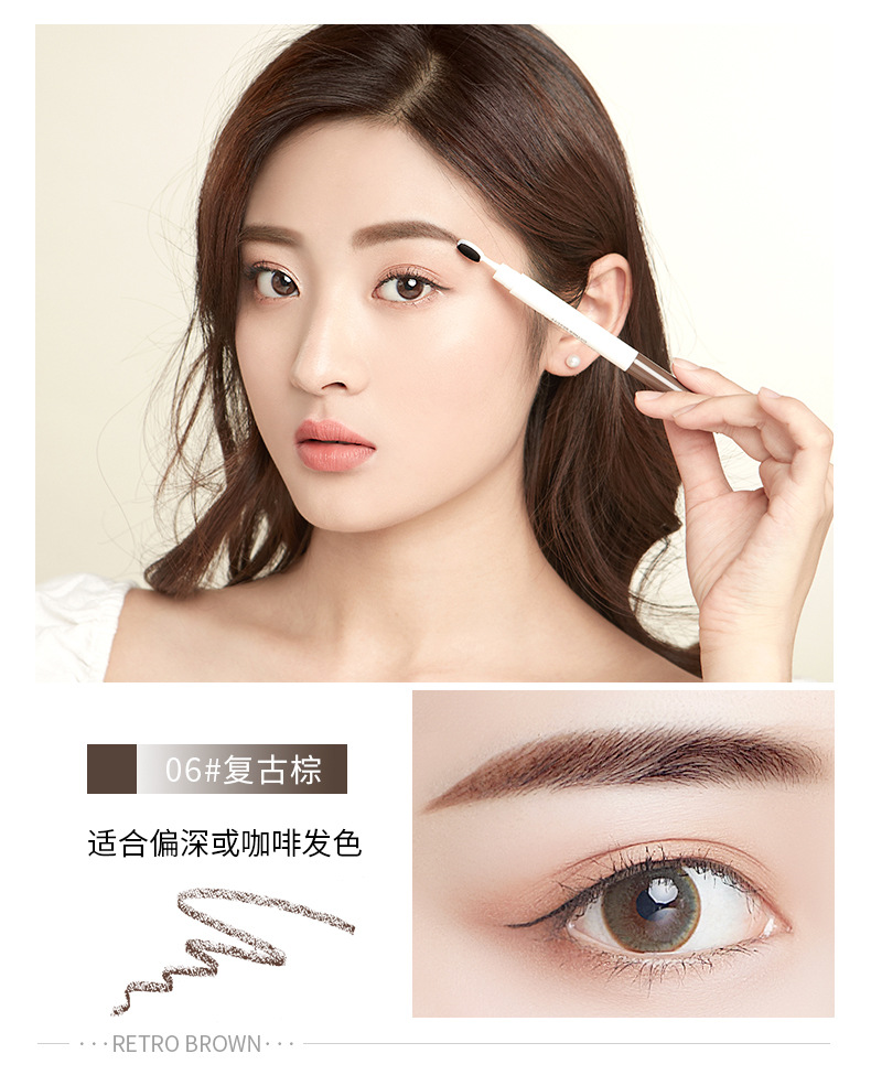 Bàn chải đánh răng 2 gậy loại đôi lông mày bút chì nữ không thấm nước và thấm mồ hôi tự nhiên kéo dài không đánh dấu người mới bắt đầu chải lông mày - Bút chì lông mày / Bột / Stick kẻ mắt bằng chì kẻ mày