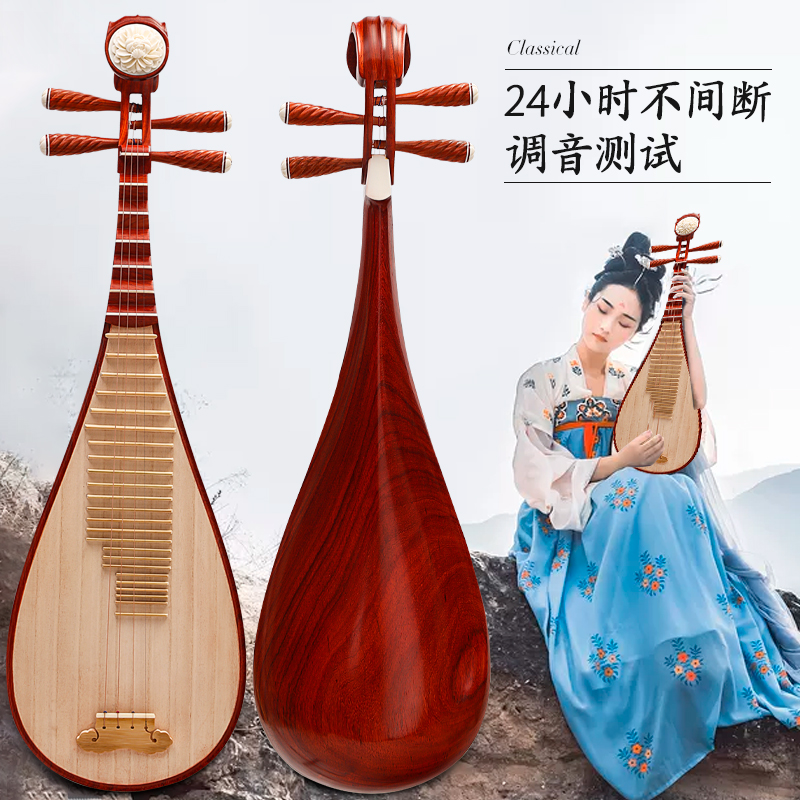Pipa Instrument Beginner Mahogany Rosewood Professional Examination Playing Adult Beginner Introductory Rosewood Musical Instrument