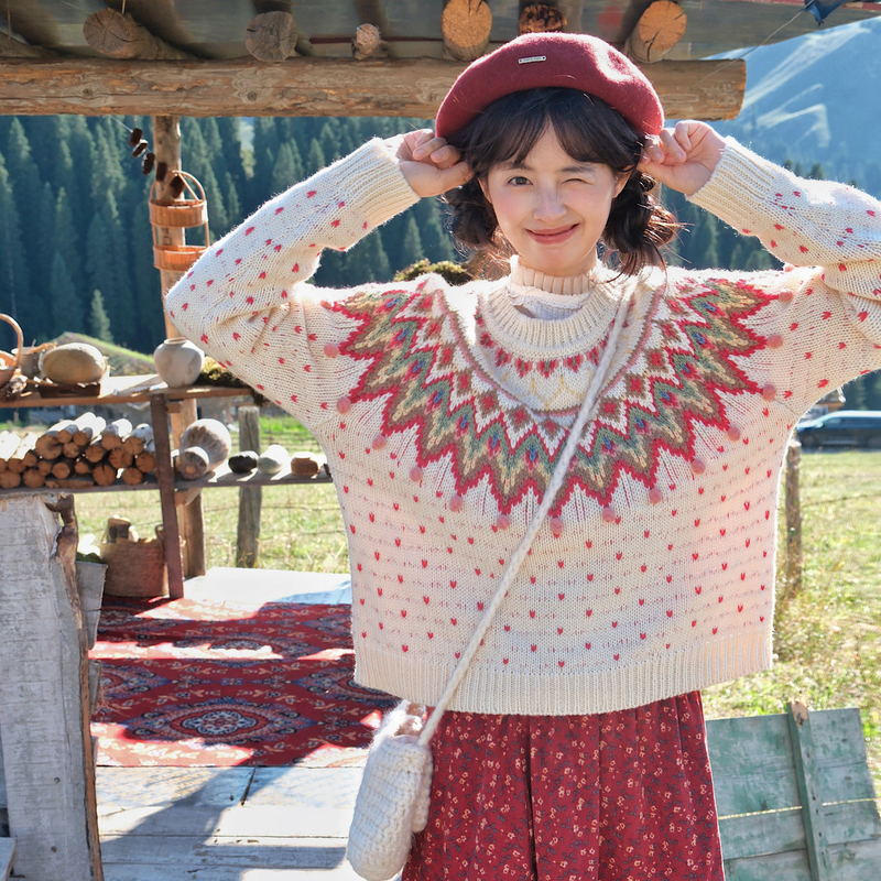 [Matilda's Christmas Tree] Wild Pea Christmas Vintage Sweater Petite Fair Isle Jacquard Pullover