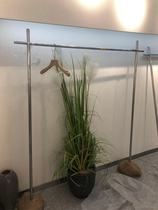 Korean version of new natural stone single pole display stand creative stone base stainless steel clothes hanger floor standing shelf