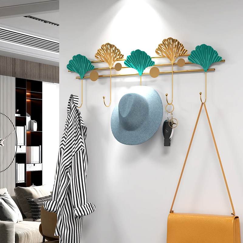 Entry door Art Deco hooks into door Xuanguan Wall Creative Light Extravagant Gingko leaves Living room Contained Hanging Wall Hanger