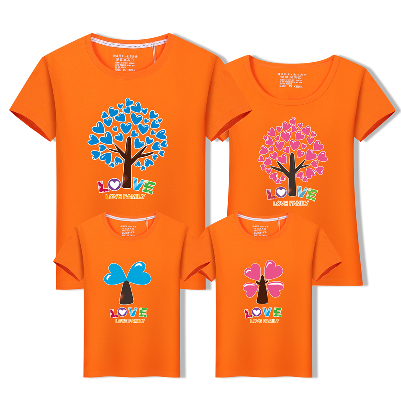 Gia đình mới 2018 vừa vặn với mùa hè một gia đình ba bốn áo thun cotton ngắn tay mẹ và con gái gia đình mặc một nửa tay áo phục vụ lớp quần legging bé gái