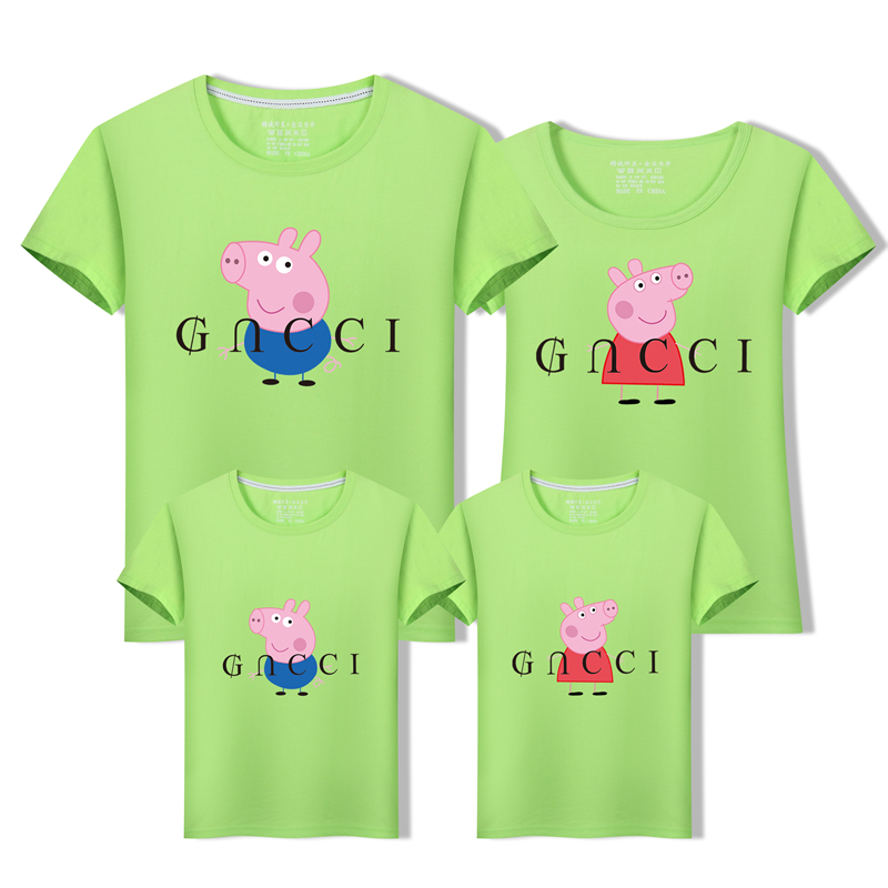 Pig Pecs phụ huynh-con tải hè 2018 gia đình sóng mới ba bốn bốn gia đình nhà xã hội áo thun ngắn tay quần áo bé trai