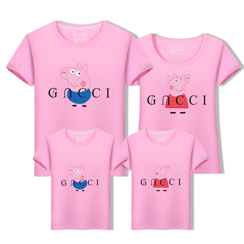 Pig Pecs phụ huynh-con tải hè 2018 gia đình sóng mới ba bốn bốn gia đình nhà xã hội áo thun ngắn tay quần áo bé trai