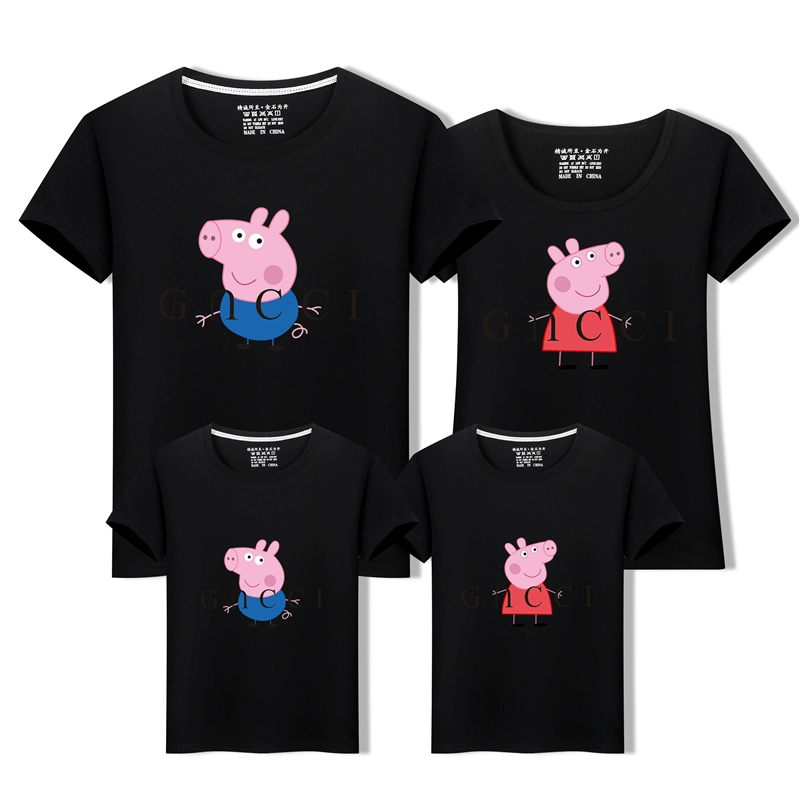 Pig Pecs phụ huynh-con tải hè 2018 gia đình sóng mới ba bốn bốn gia đình nhà xã hội áo thun ngắn tay